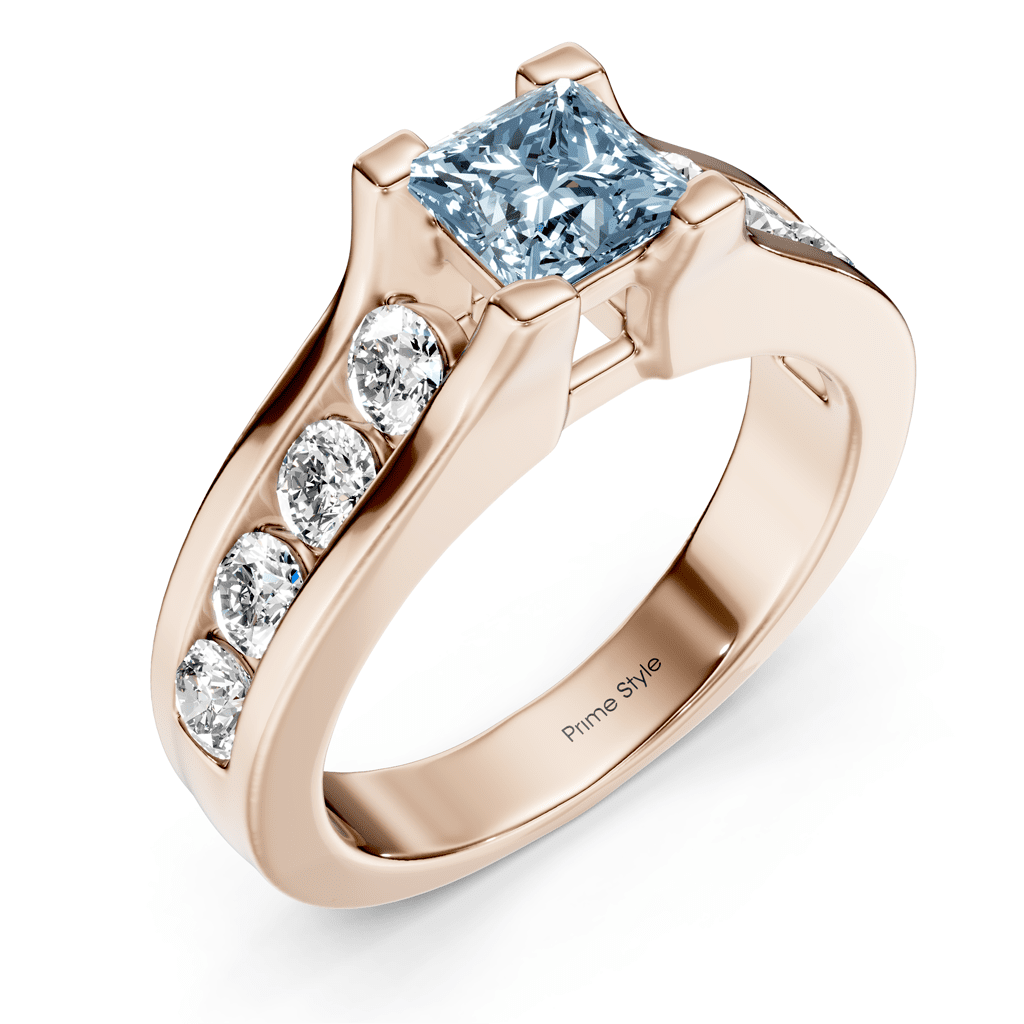 1.80 - 4.80 CT Princess &amp; Round Cut Fancy Blue Diamonds - Engagement Ring - Primestyle.com