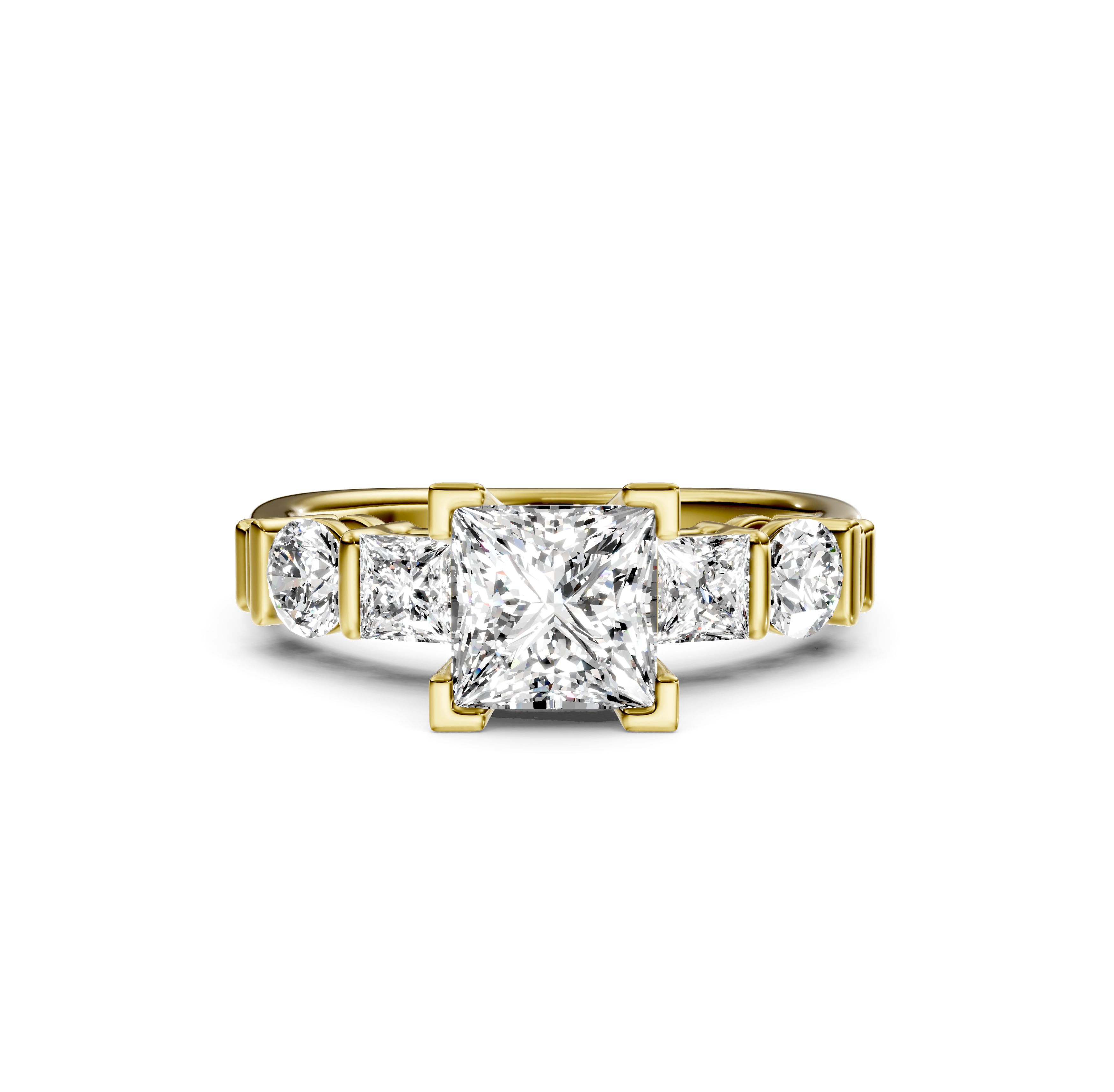 1.05-2.20 CT Princess &amp; Round Cut Natural Diamonds - Engagement Ring