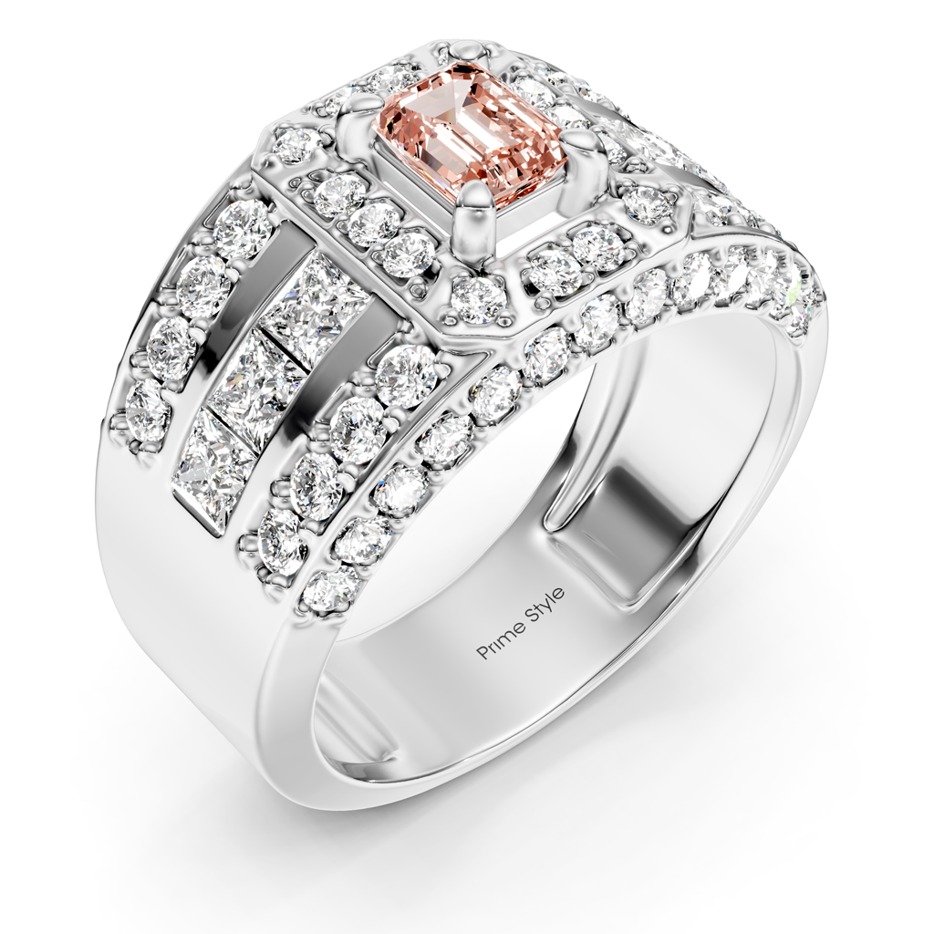 2.70-5.70 CT Emerald &amp; Round Cut Fancy Pink Diamonds - Engagement Ring