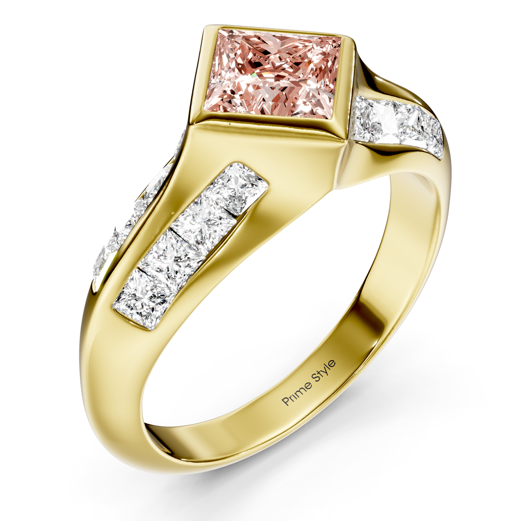 2.00-5.00 CT Princess Cut Fancy Pink Diamonds - Engagement Ring