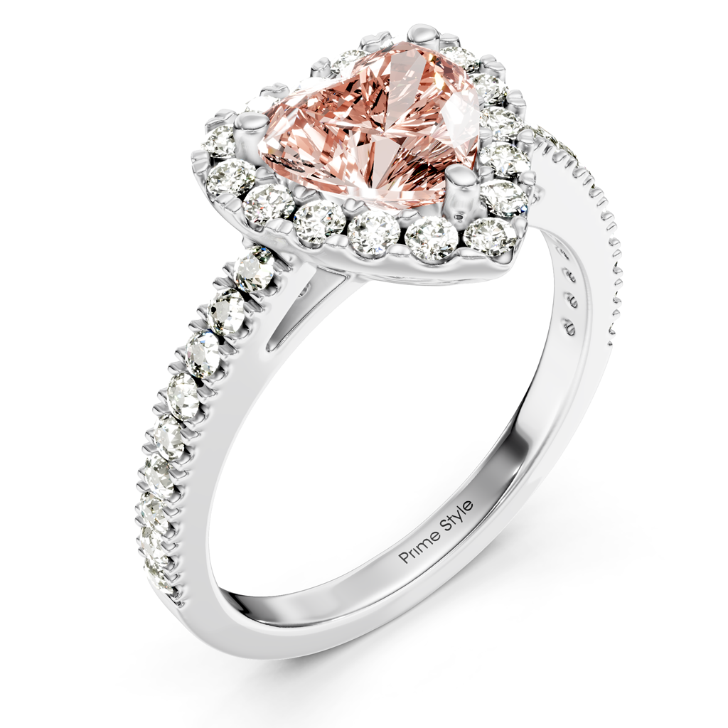 1.45-4.45 CT Heart &amp; Round Cut Fancy Pink Diamonds - Engagement Ring