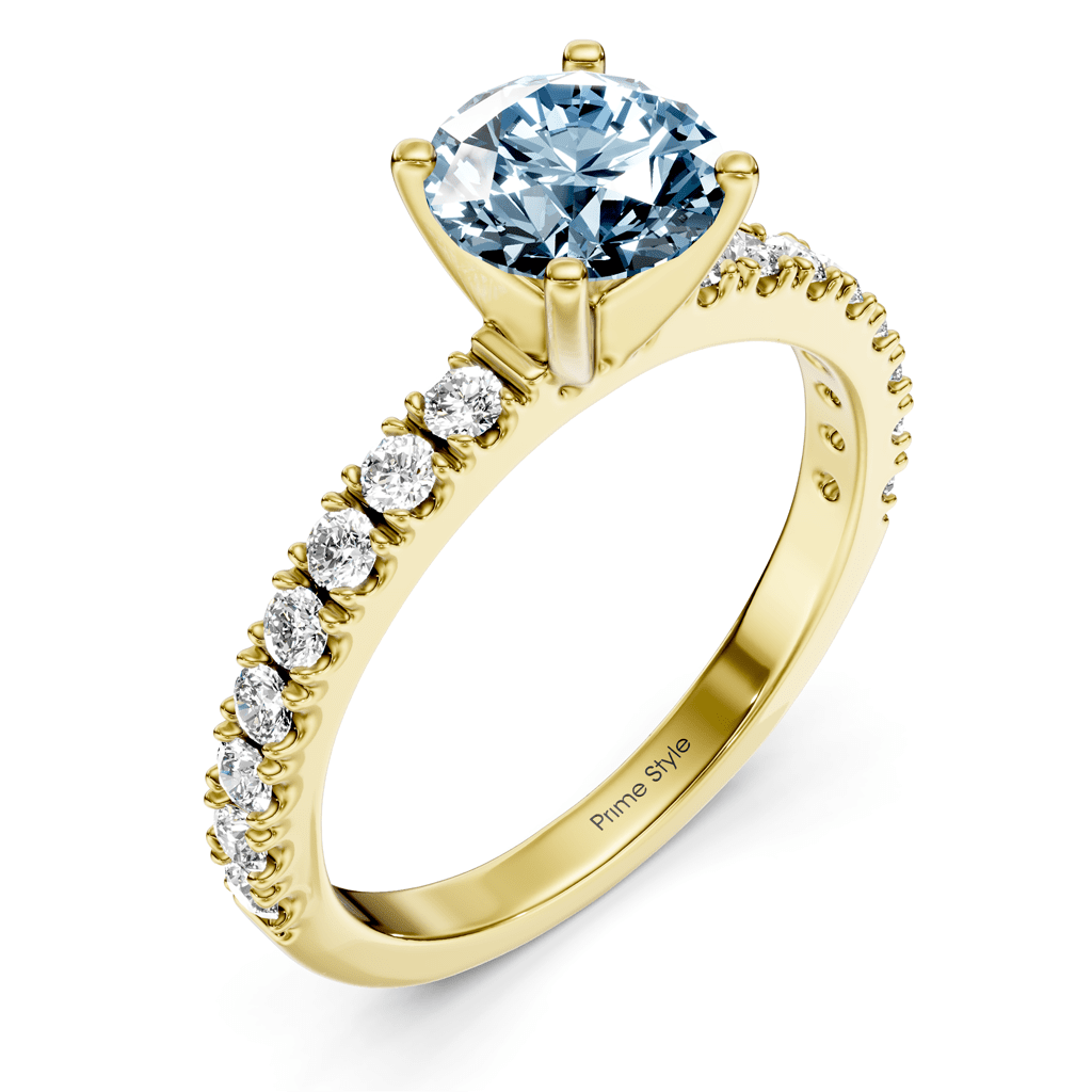 1.40-4.40 CT Round Cut Fancy Blue Diamonds - Engagement Ring