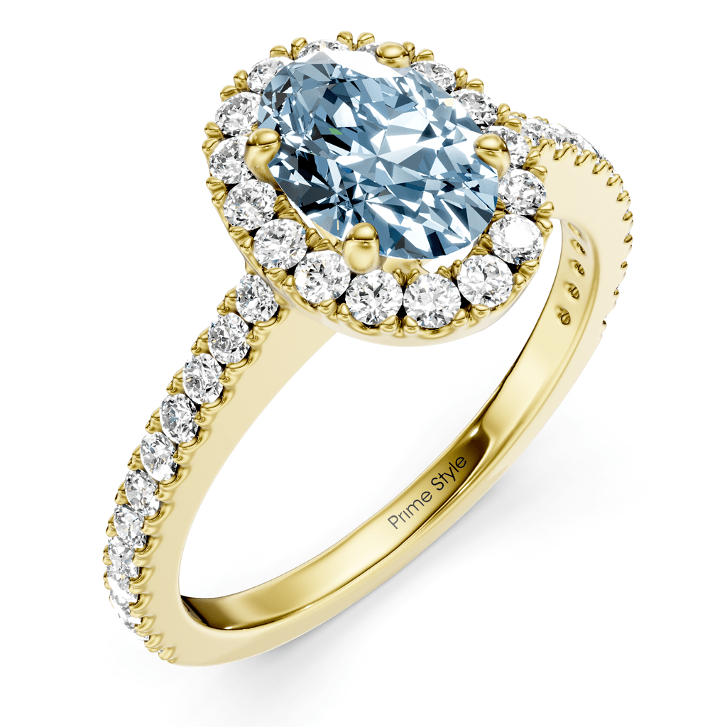 1.37 - 4.37 CT Oval &amp; Round Cut Fancy Blue Diamonds - Engagement Ring - Primestyle.com