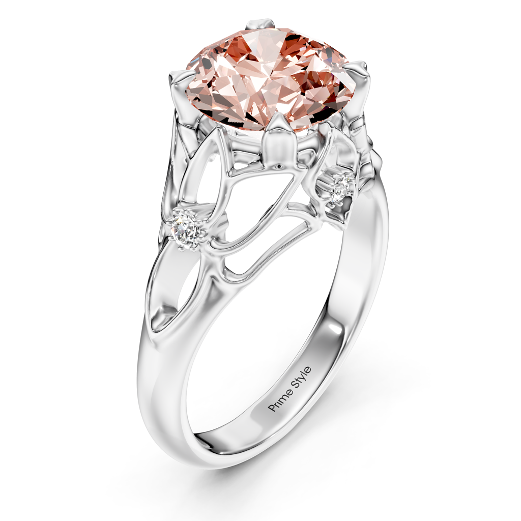 1.07-4.07 CT Round Cut Fancy Pink Diamonds - Engagement Ring