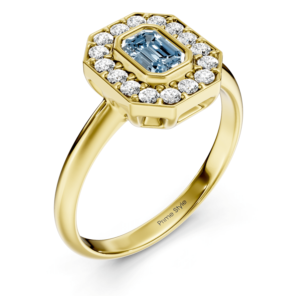 1.35 - 4.35 CT Emerald &amp; Round Cut Fancy Blue Diamonds - Engagement Ring - Primestyle.com