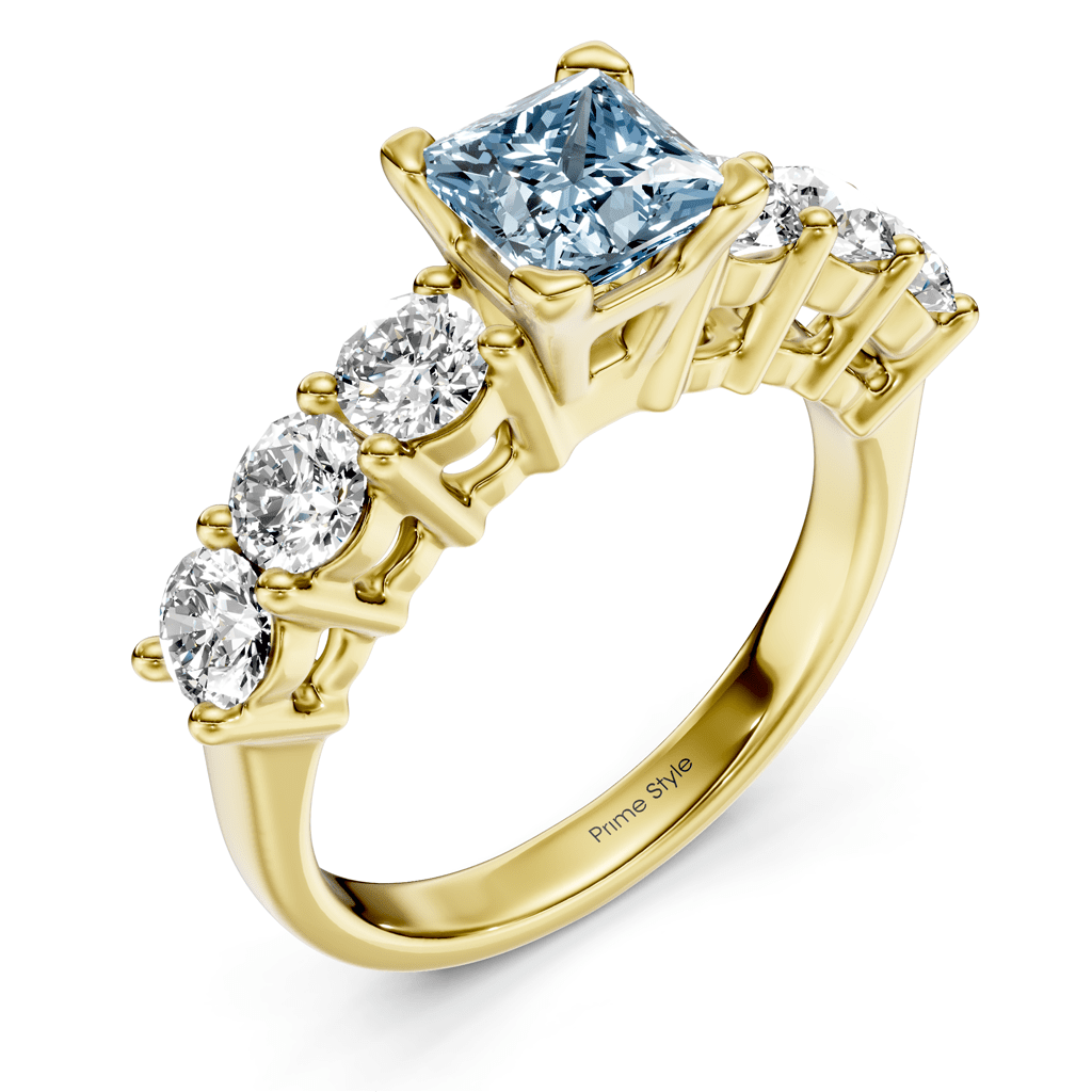 2.60-5.60 CT Round Cut Fancy Blue Diamonds - Engagement Ring