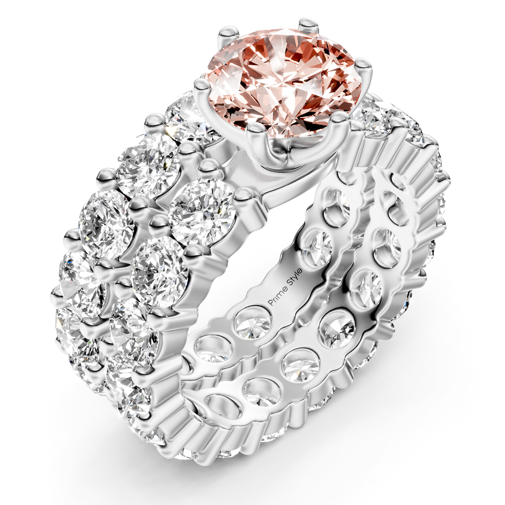 6.30-9.30 CT Round Cut Fancy Pink Diamonds - Bridal Set