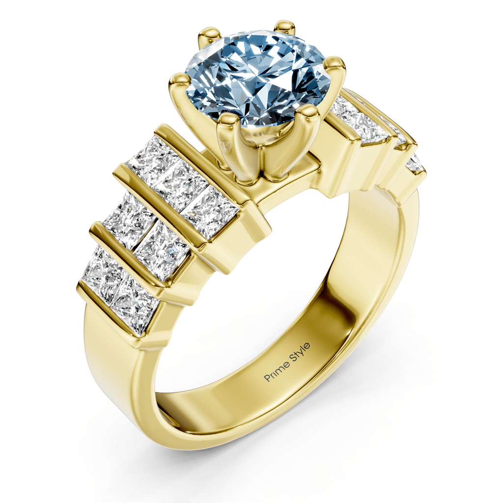 2.20 - 5.20 CT Princess &amp; Round Cut Fancy Blue Diamonds - Engagement Ring - Primestyle.com