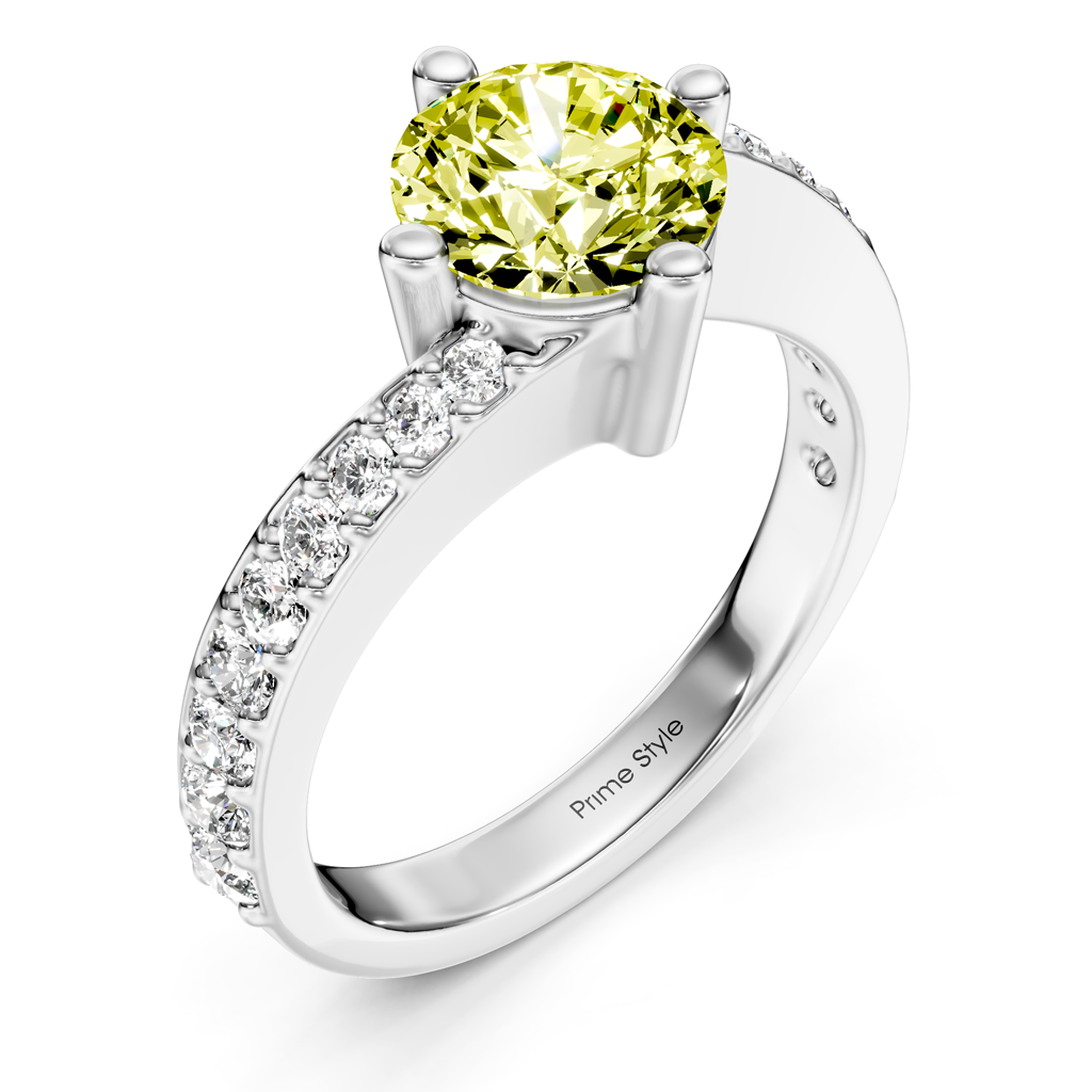 1.35-4.35 CT Round Cut Fancy Yellow Diamonds - Engagement Ring