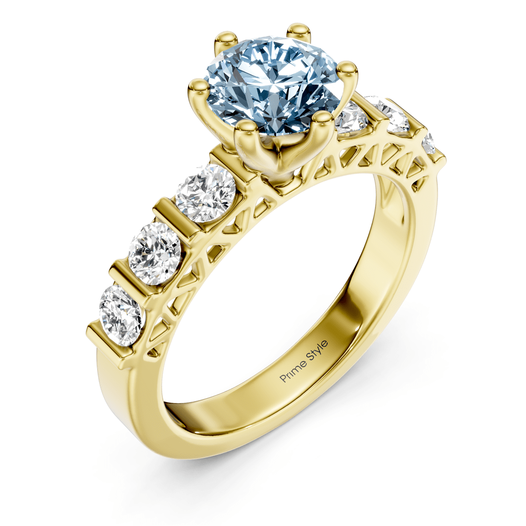 1.60-4.60 CT Round Cut Fancy Blue Diamonds - Engagement Ring