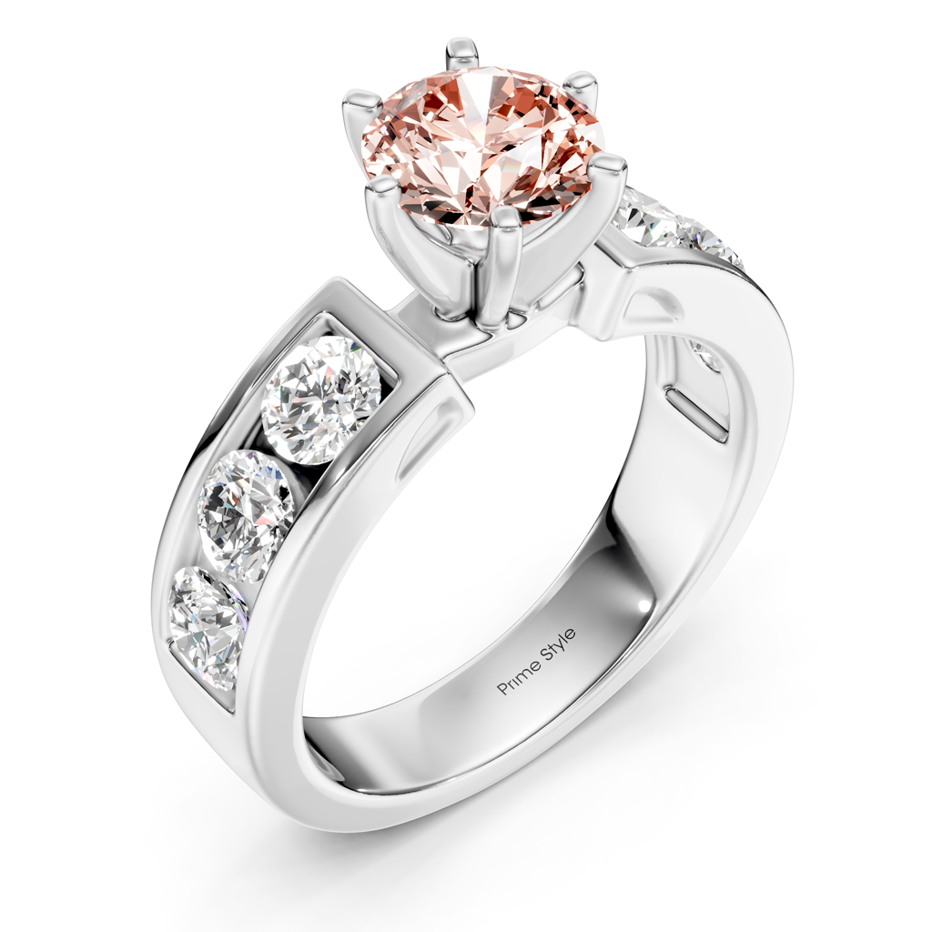 2.50-5.50 CT Round Cut Fancy Pink Diamonds - Engagement Ring