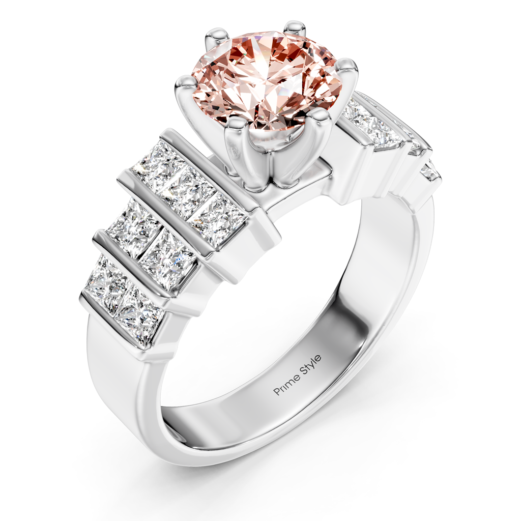 2.20-5.20 CT Princess &amp; Round Cut Fancy Pink Diamonds - Engagement Ring