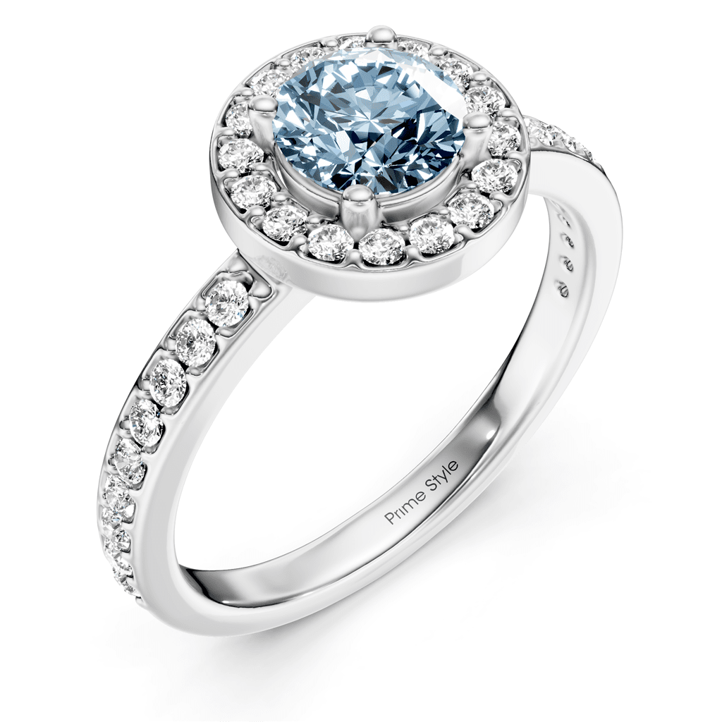 1.40-4.40 CT Round Cut Fancy Blue Diamonds - Engagement Ring