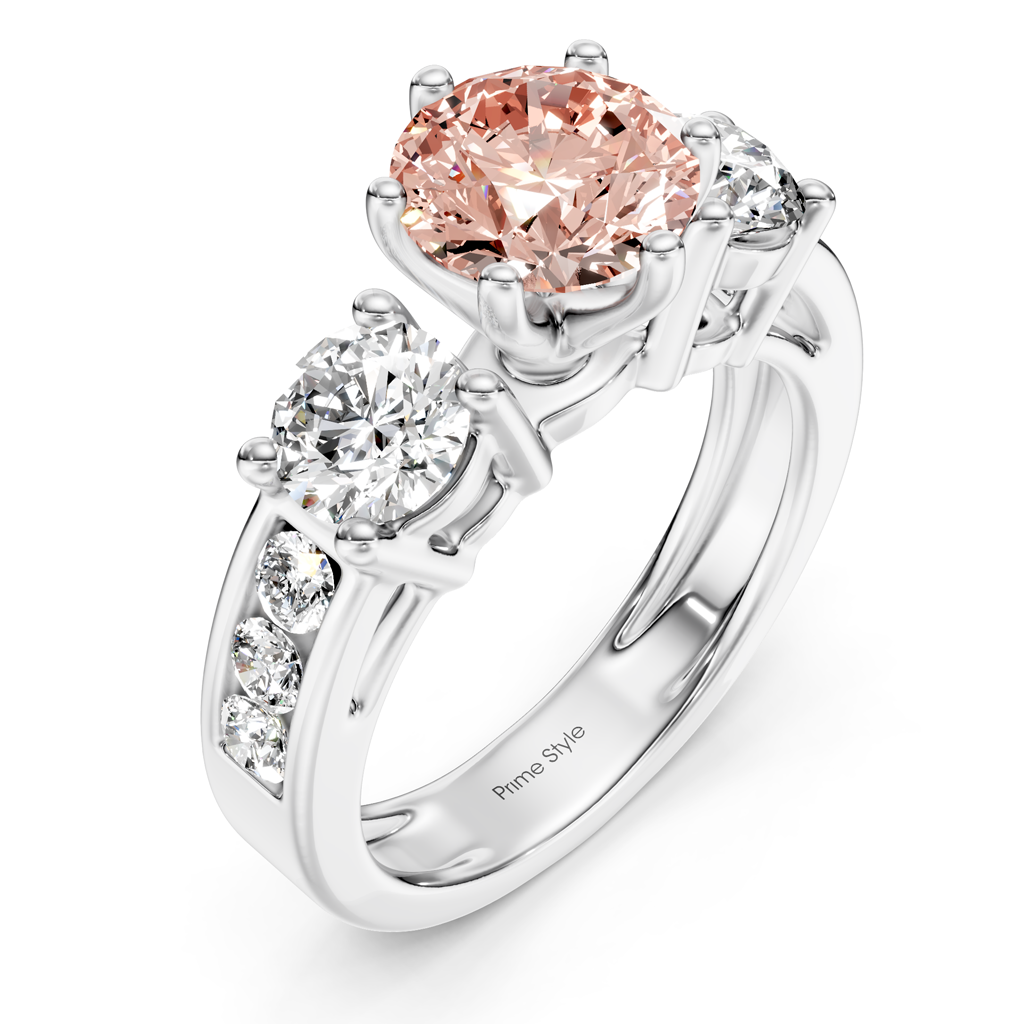 1.80-4.80 CT Princess &amp; Round Cut Fancy Pink Diamonds - Engagement Ring