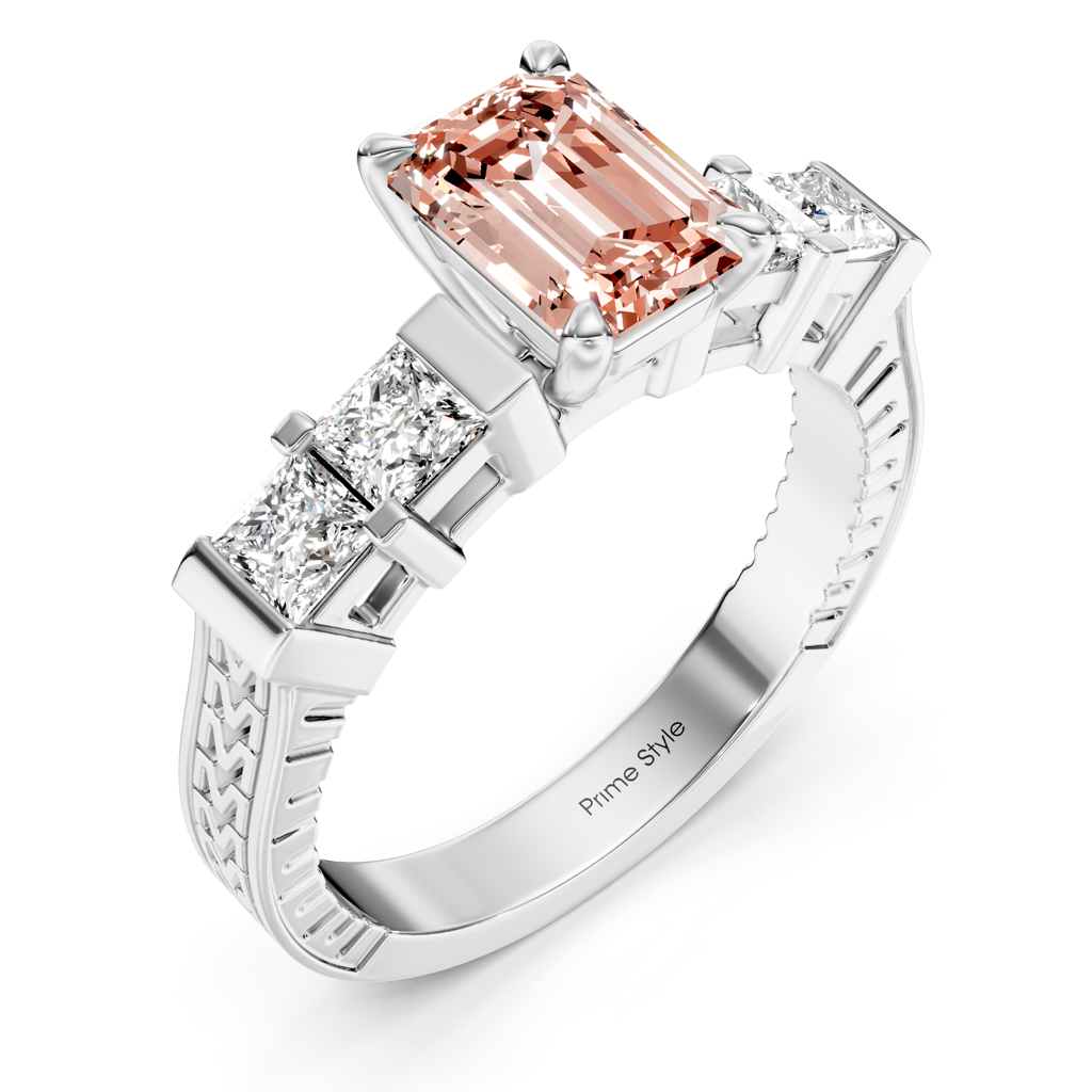 1.55-4.55 CT Princess &amp; Round Cut Fancy Pink Diamonds - Engagement Ring