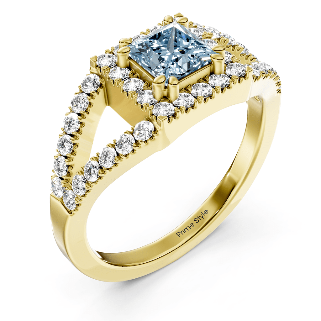 1.45 - 4.45 CT Princess &amp; Round Cut Fancy Blue Diamonds - Engagement Ring - Primestyle.com
