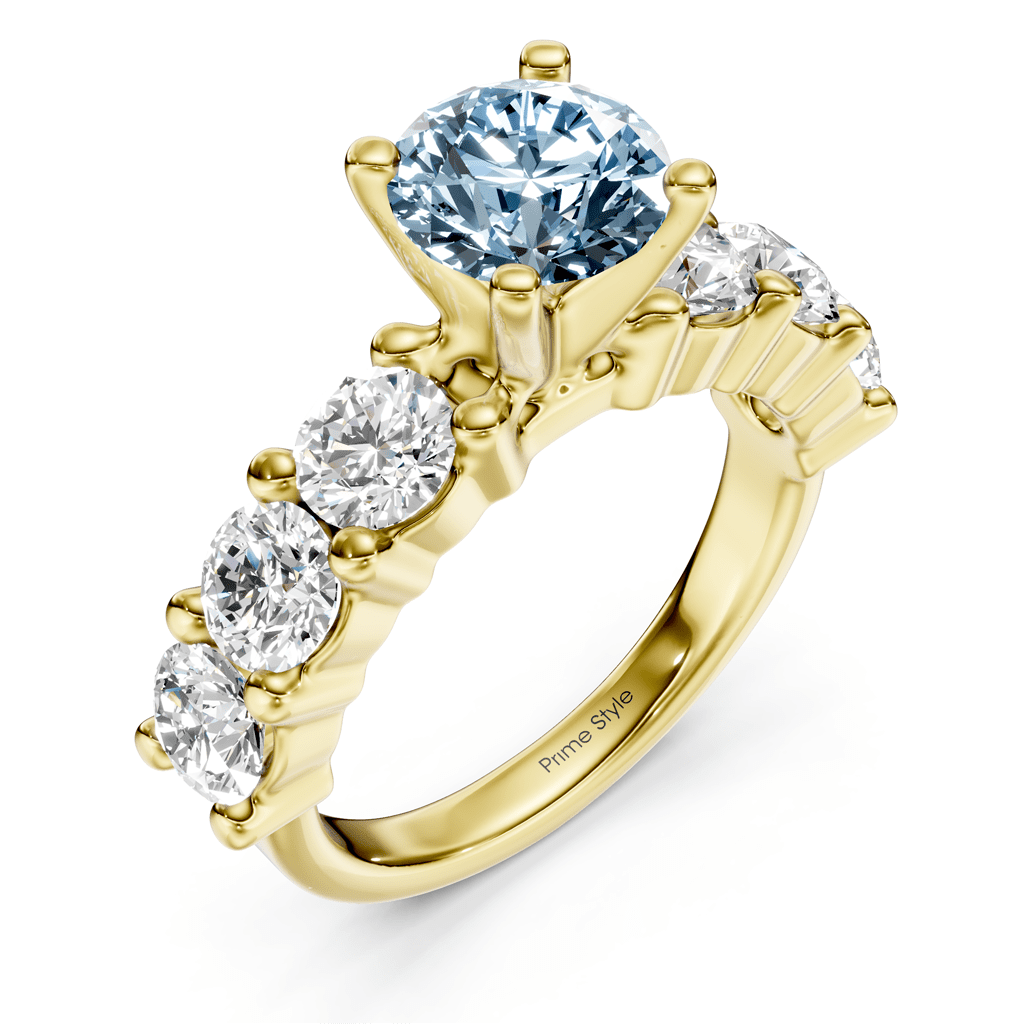 2.50 - 5.50 CT Round Cut Fancy Blue Diamonds - Engagement Ring - Primestyle.com
