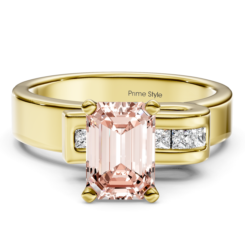 1.10-4.10 CT Emerald &amp; Princess Cut Fancy Pink Diamonds - Engagement Ring