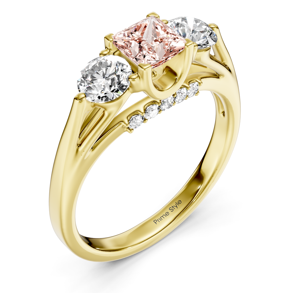 1.55-4.55 CT Princess &amp; Round Cut Fancy Pink Diamonds - Engagement Ring