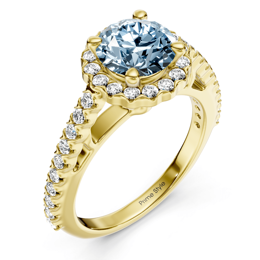 1.35 - 4.35 CT Round Cut Fancy Blue Diamonds - Engagement Ring - Primestyle.com