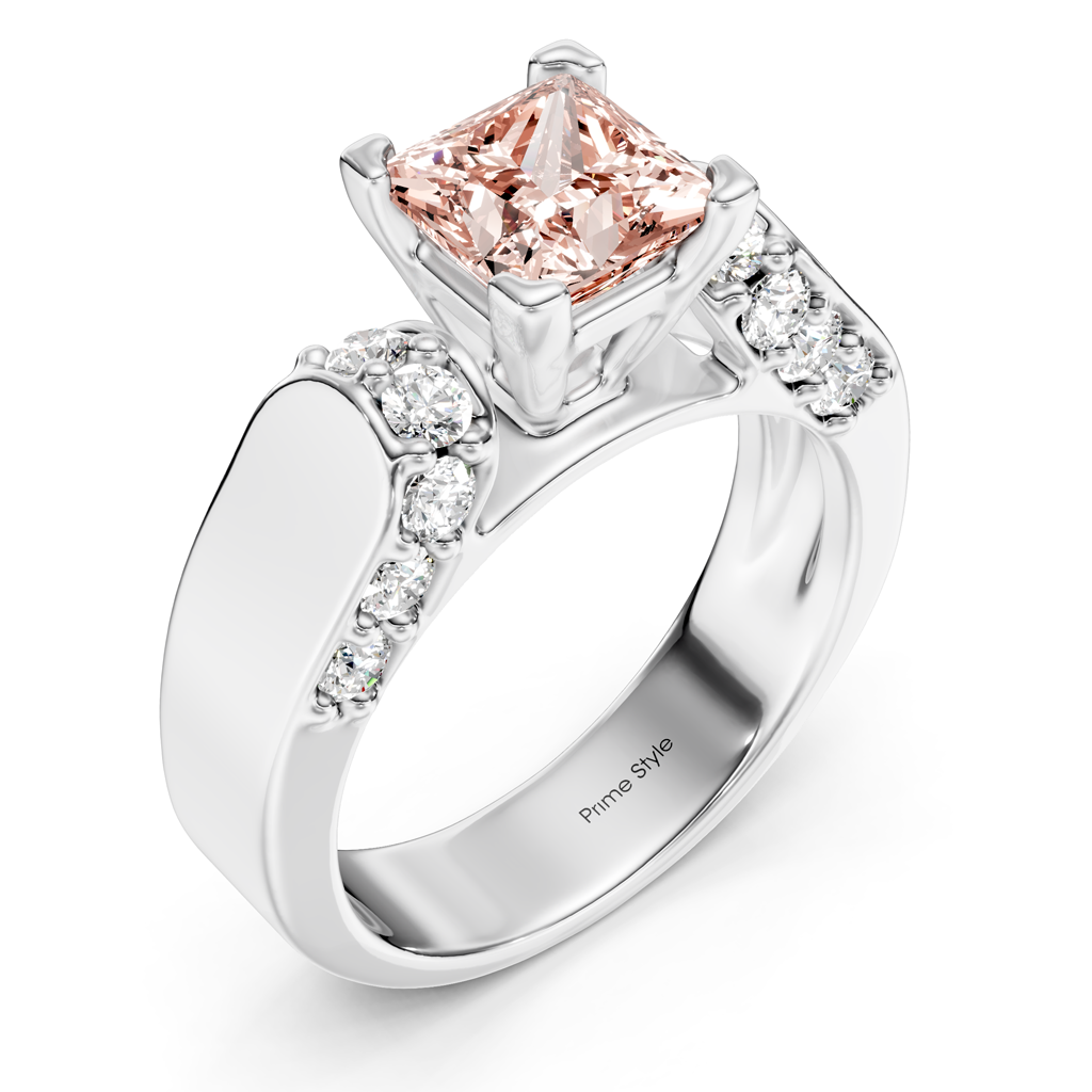 1.65-4.65 CT Princess &amp; Round Cut Fancy Pink Diamonds - Engagement Ring