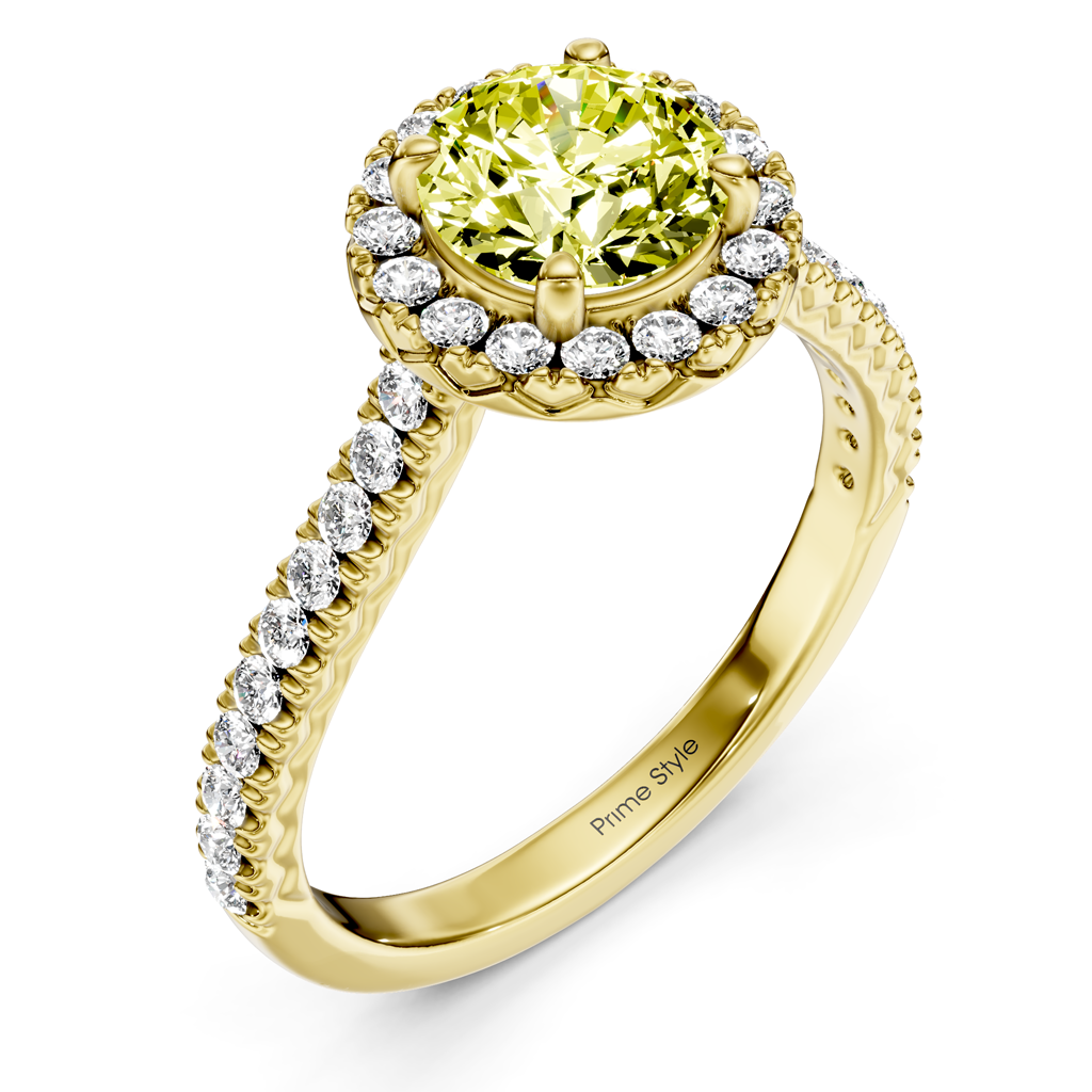 1.45-4.45 CT Round Cut Fancy Yellow Diamonds - Engagement Ring