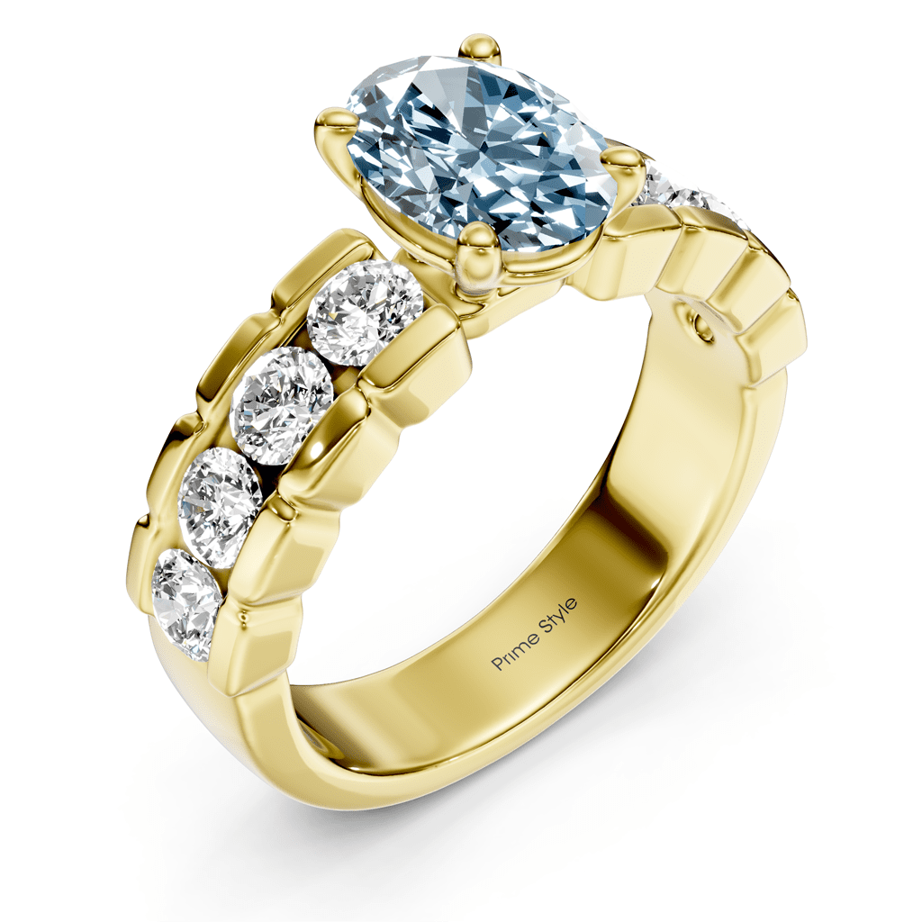 2.05 - 5.05 CT Oval &amp; Round Cut Fancy Blue Diamonds - Engagement Ring - Primestyle.com