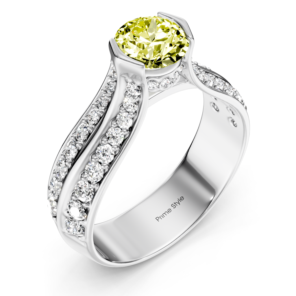 1.65-4.65 CT Round Cut Fancy Yellow Diamonds - Engagement Ring