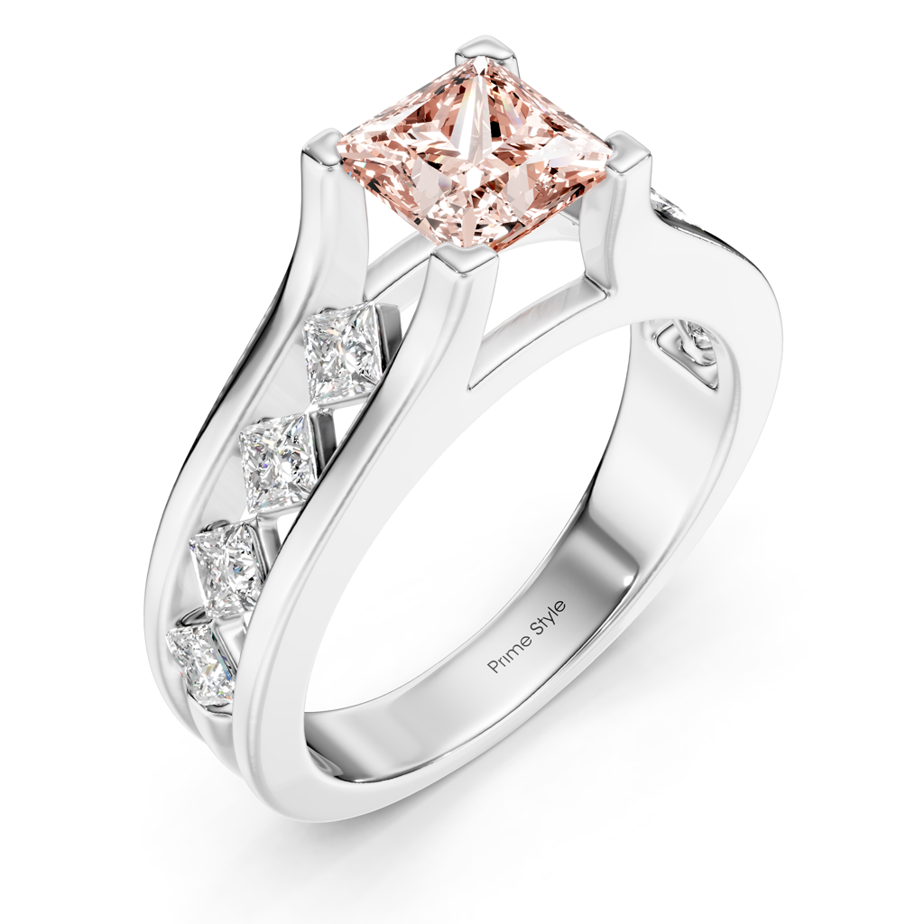 1.80-4.80 CT Princess Cut Fancy Pink Diamonds - Engagement Ring