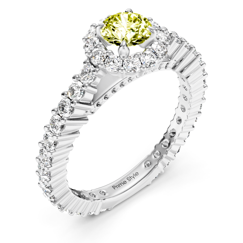 1.85-4.85 CT Round Cut Fancy Yellow Diamonds - Engagement Ring