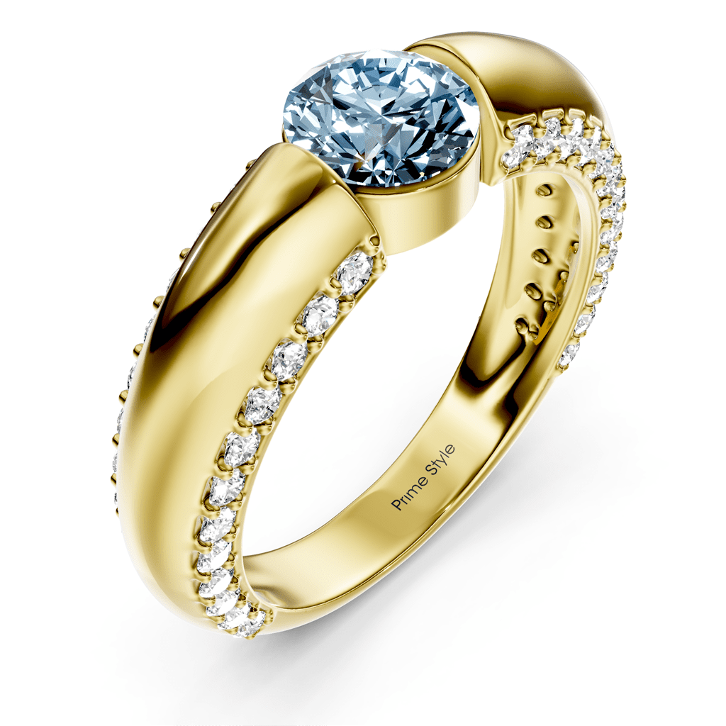 1.65-4.65 CT Round Cut Fancy Blue Diamonds - Engagement Ring