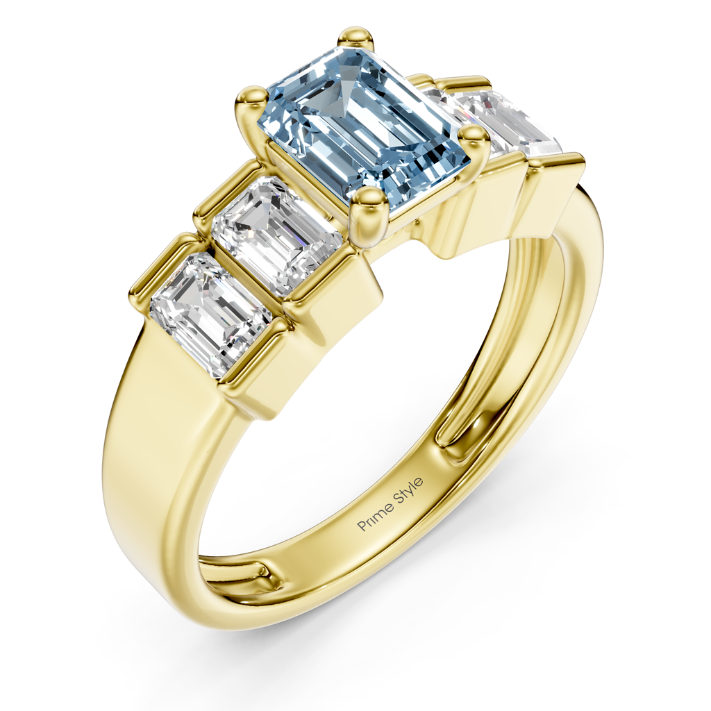 2.30-5.30 CT Emerald Cut Fancy Blue Diamonds - Engagement Ring