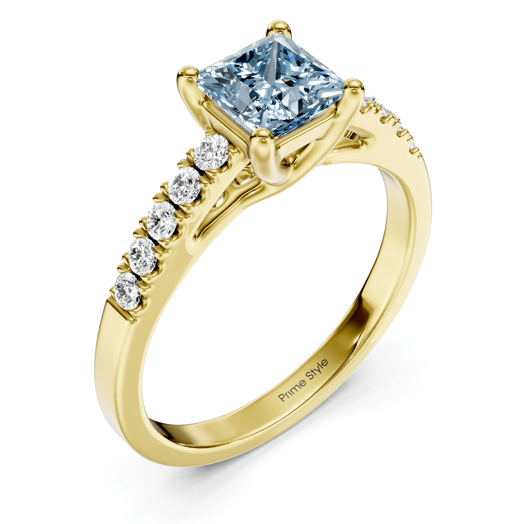 1.25 - 4.25 CT Princess &amp; Round Cut Fancy Blue Diamonds - Engagement Ring - Primestyle.com
