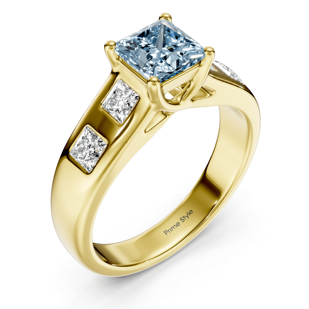 1.50 - 4.50 CT Princess Cut Fancy Blue Diamonds - Engagement Ring - Primestyle.com