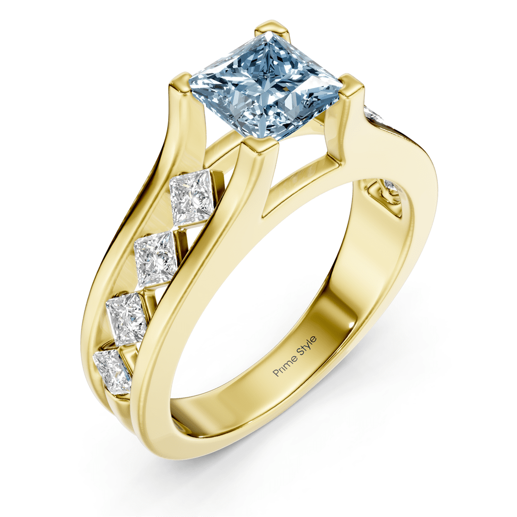 1.80-4.80 CT Princess Cut Fancy Blue Diamonds - Engagement Ring