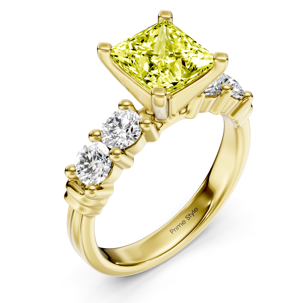 1.60-4.60 CT Round Cut Fancy Yellow Diamonds - Engagement Ring