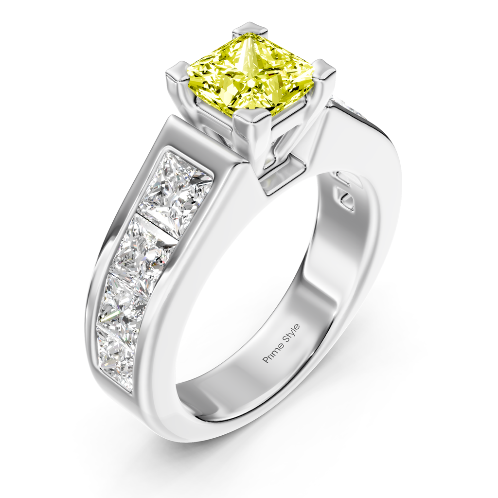 3.30-6.30 CT Princess Cut Fancy Yellow Diamonds - Engagement Ring