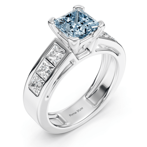2.05 - 5.05 CT Princess Cut Fancy Blue Diamonds - Engagement Ring - Primestyle.com