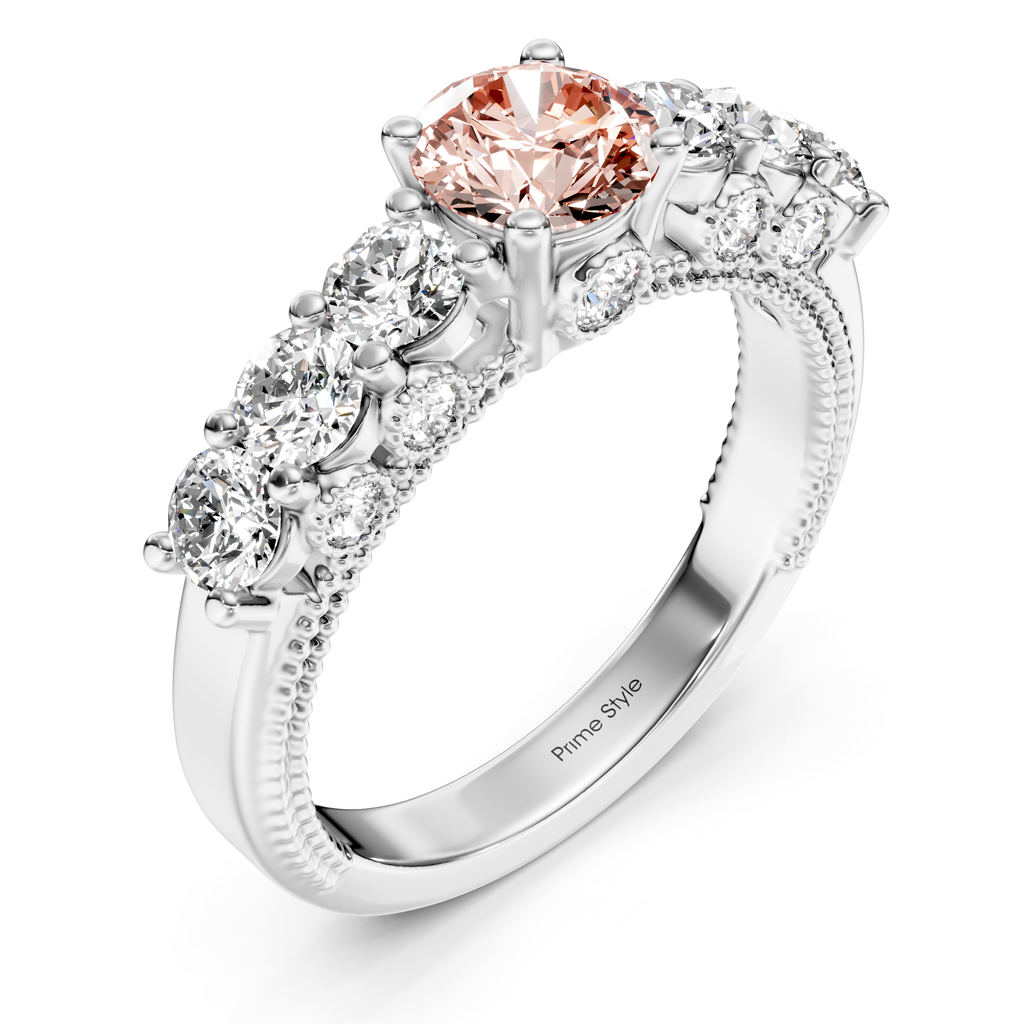 2.10-5.10 CT Round Cut Fancy Pink Diamonds - Engagement Ring