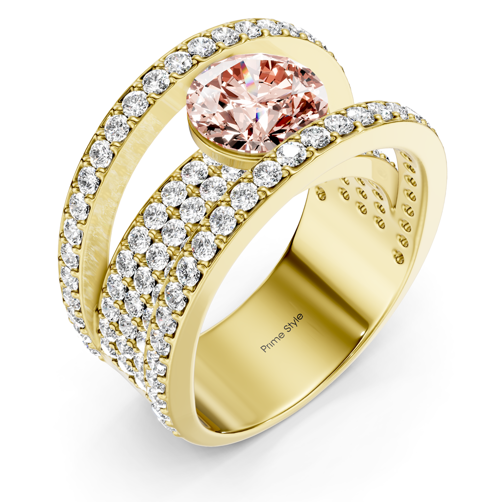 2.80-5.80 CT Round Cut Fancy Pink Diamonds - Engagement Ring