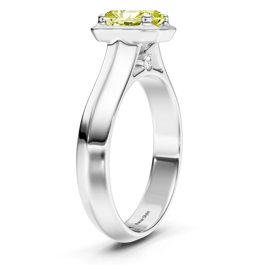 1.02-4.02 CT Radiant &amp; Round Cut Fancy Yellow Diamonds - Engagement Ring