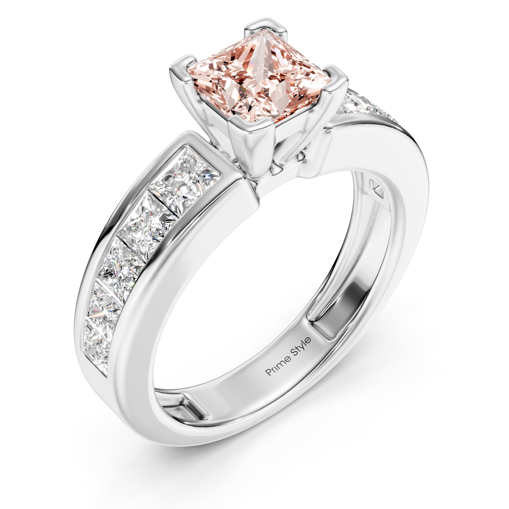 2.20-5.20 CT Princess Cut Fancy Pink Diamonds - Engagement Ring