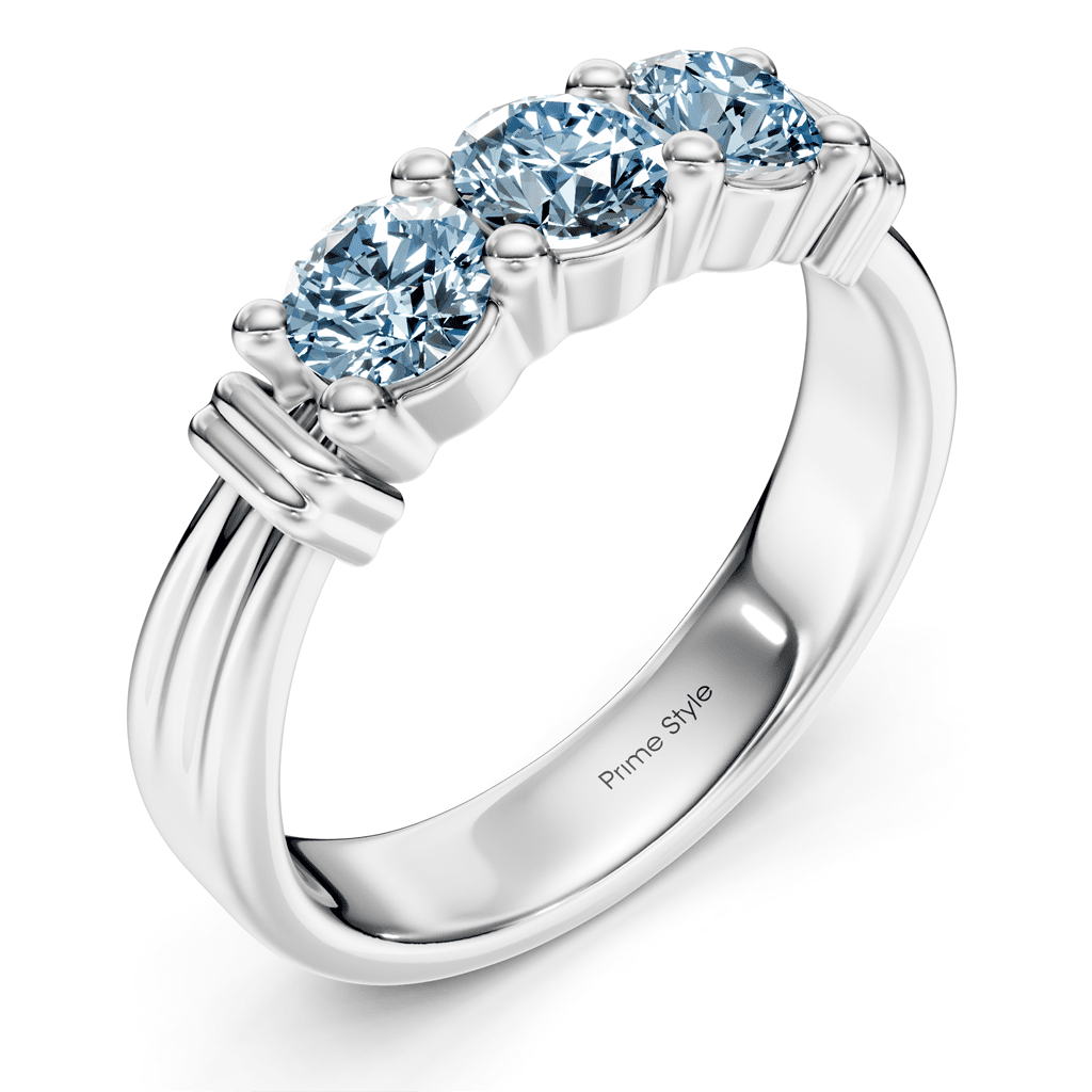 1.55-4.55 CT Round Cut Fancy Blue Diamonds - Engagement Ring
