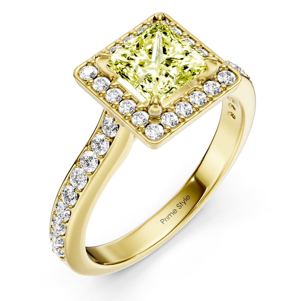 1.40-4.40 CT Princess &amp; Round Cut Fancy Yellow Diamonds - Engagement Ring