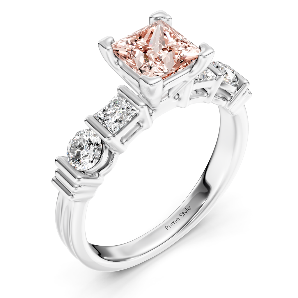 1.70-4.70 CT Princess &amp; Round Cut Fancy Pink Diamonds - Engagement Ring