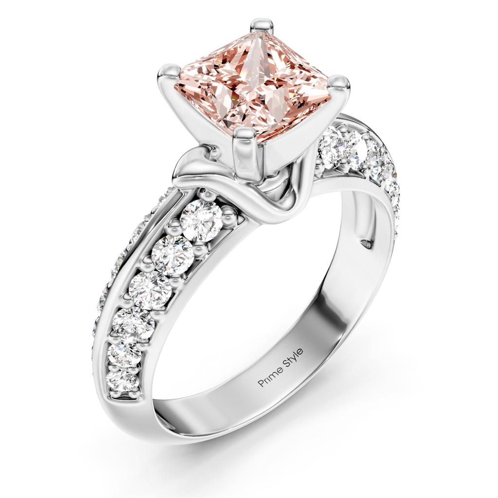 1.65-4.65 CT Princess &amp; Round Cut Fancy Pink Diamonds - Engagement Ring