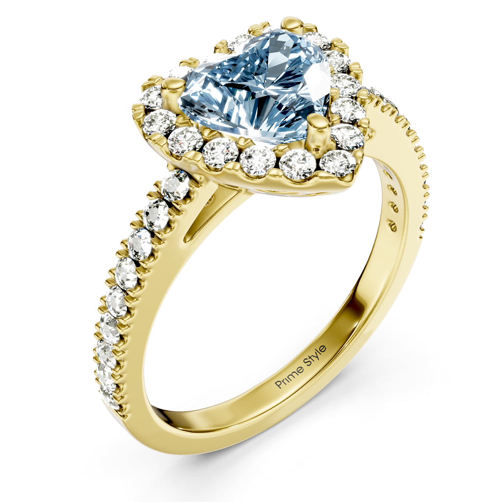 1.45-4.45 CT Heart &amp; Round Cut Fancy Blue Diamonds - Engagement Ring