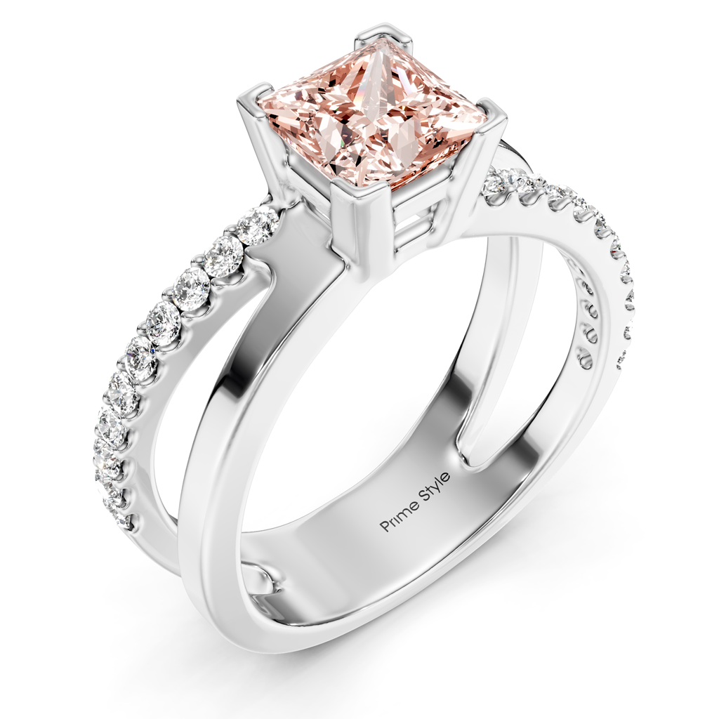 1.25-4.25 CT Princess &amp; Round Cut Fancy Pink Diamonds - Engagement Ring