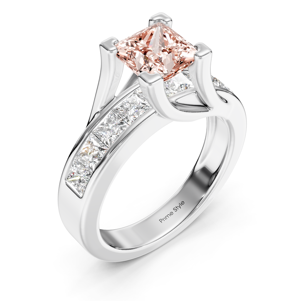 2.20-5.20 CT Princess Cut Fancy Pink Diamonds - Engagement Ring