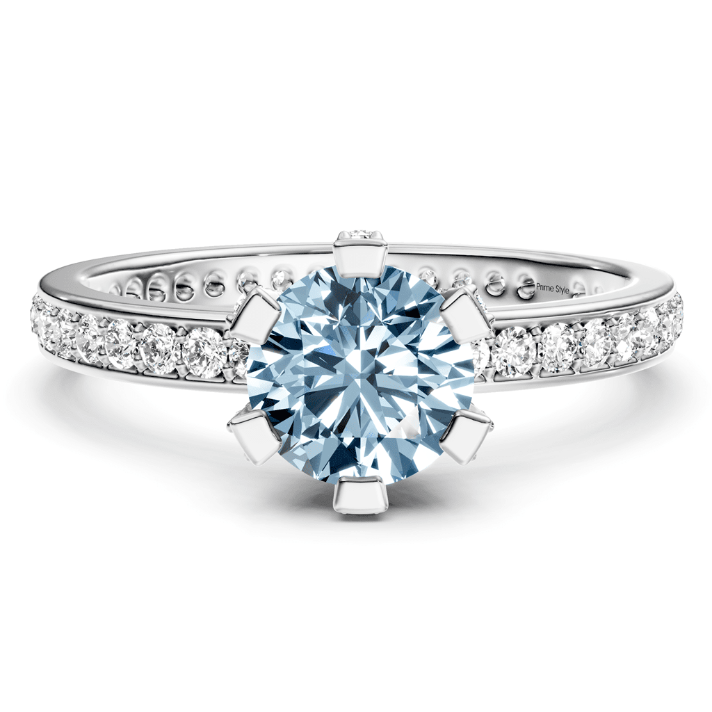 1.55-4.55 CT Round Cut Fancy Blue Diamonds - Engagement Ring